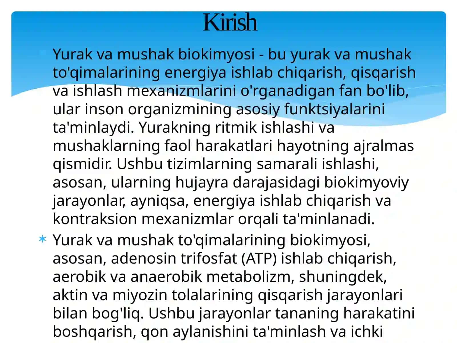 Yurak va mushak biokimyosi 2