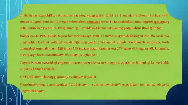 O‘zbekiston Respublikasi Konstitutsiyasi 2