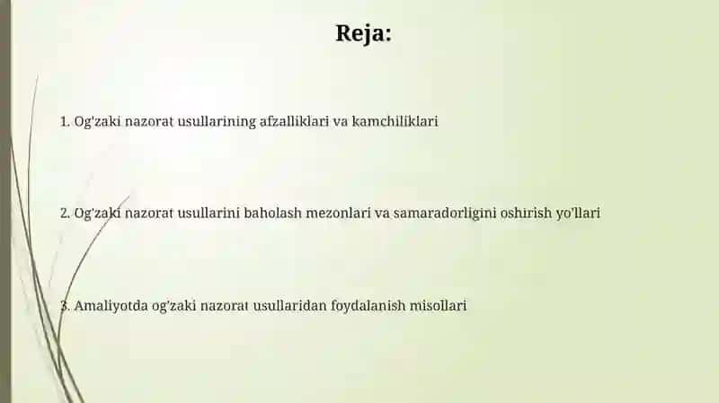 Og'zaki nazorat usullari 2