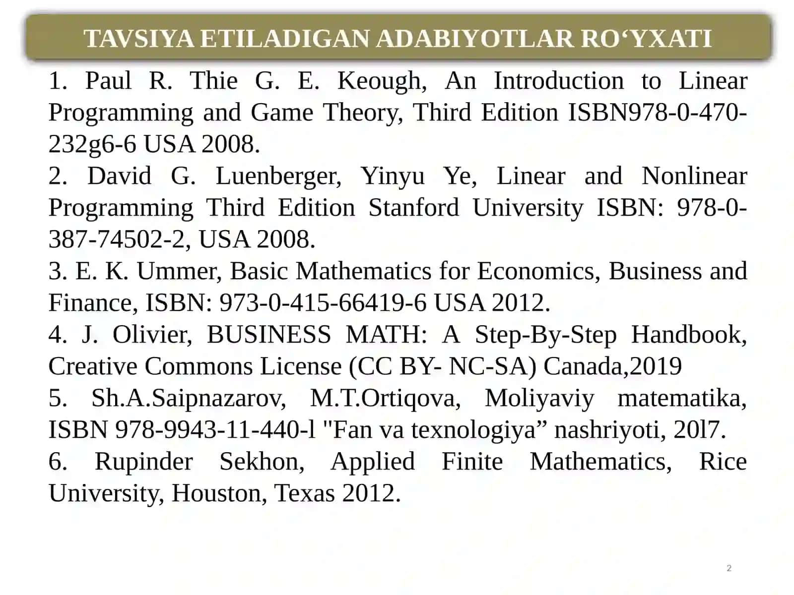 BIZNES MATEMATIKA 2
