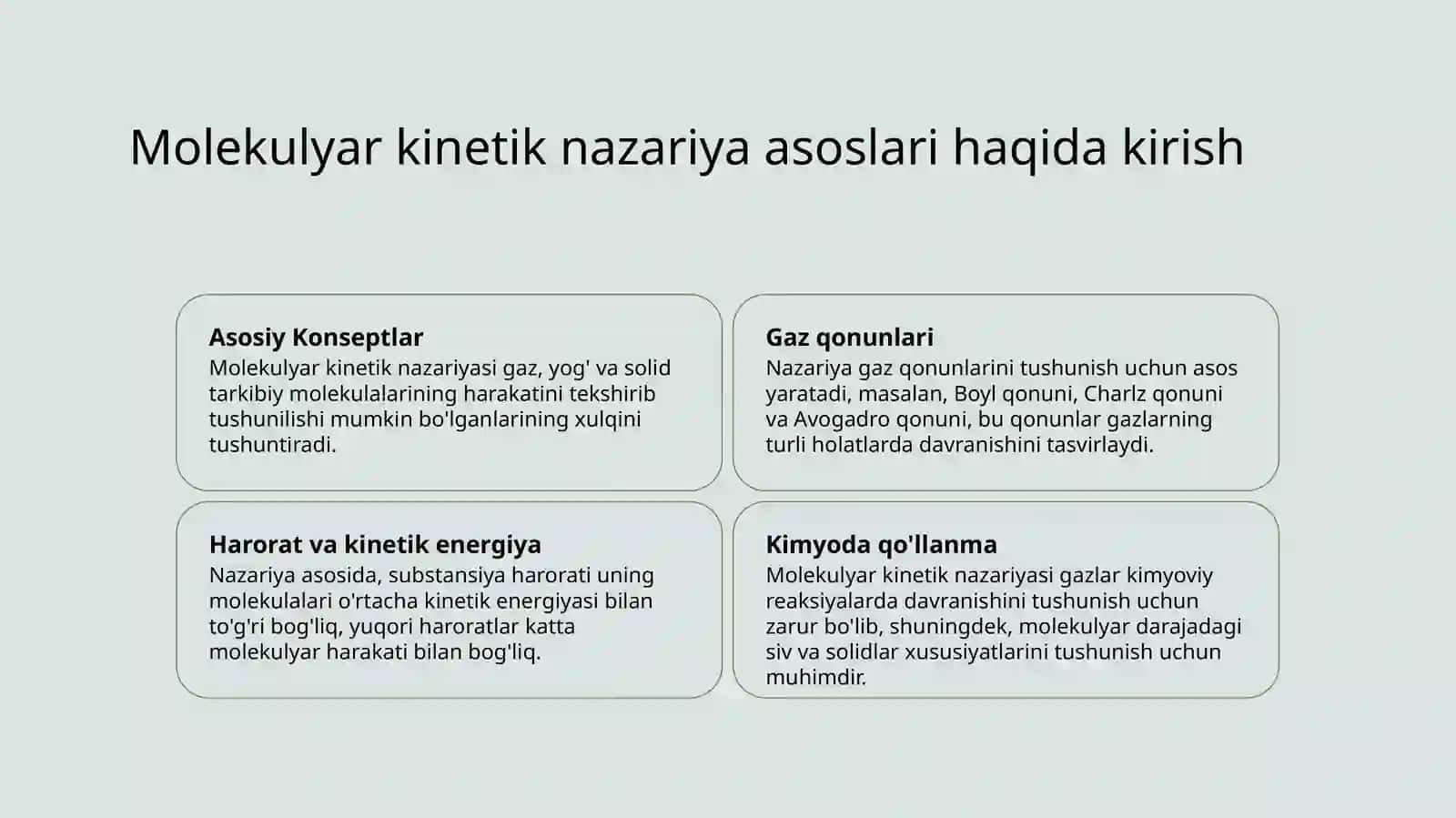 Molekulyar kinetik nazariya asoslari 2