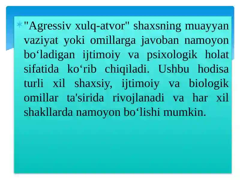 Agressiv xulq motivatsiyasi 2