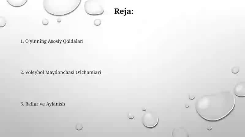 Volebol Òyin qoidalari va Õlchamlari 2