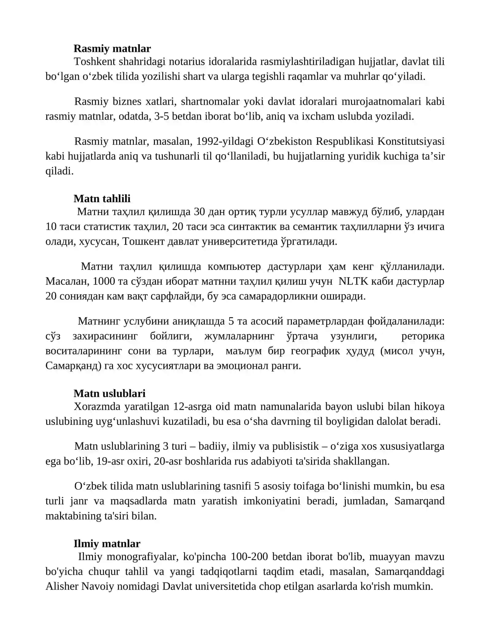 Matn uslublari va turlari 2