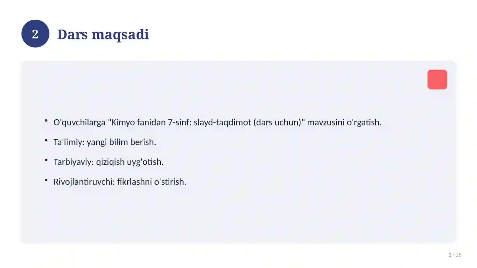Kimyo fanidan 7-sinf: slayd-taqdimot (dars uchun) 2