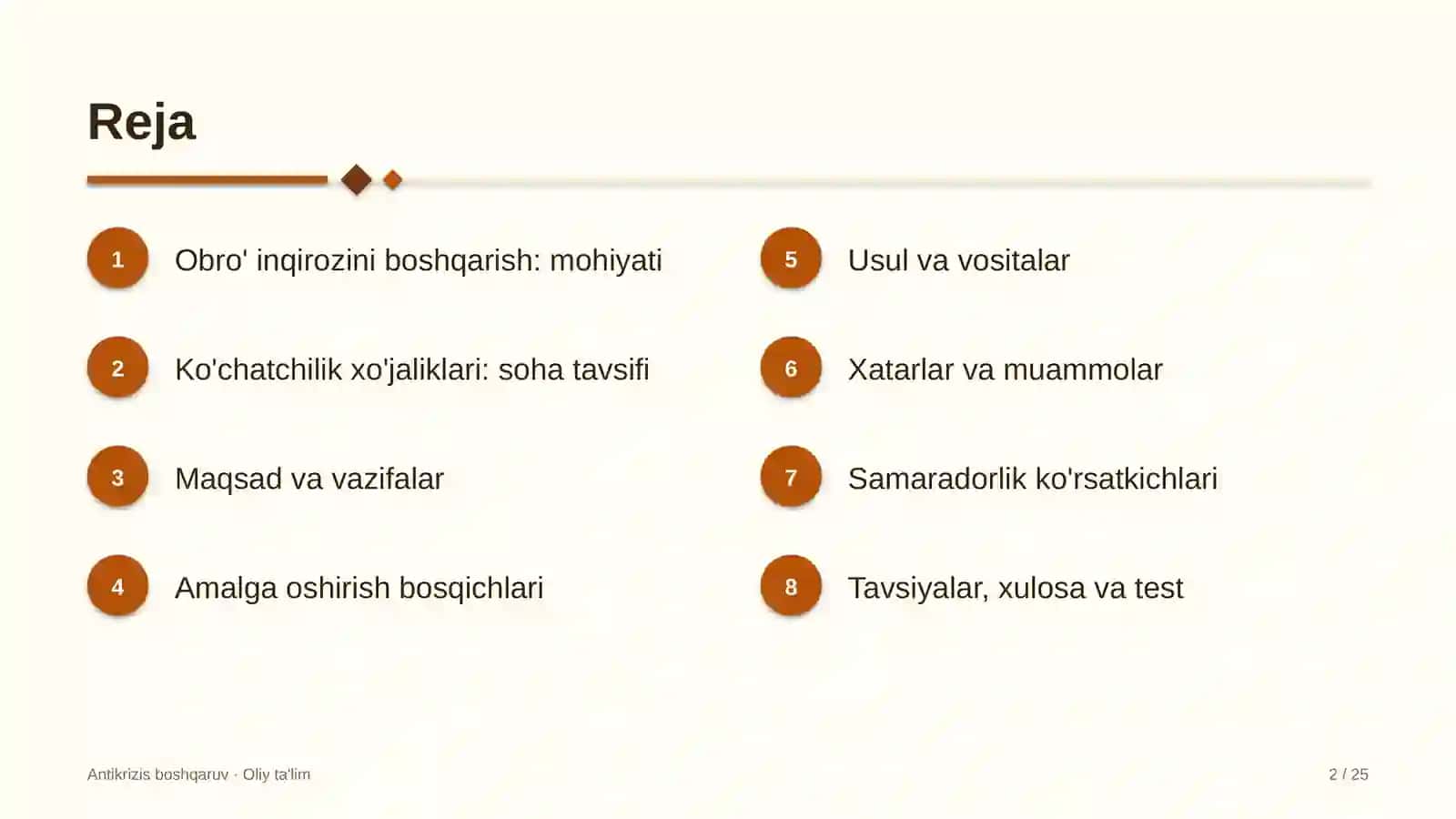 Ko'chatchilik xo'jaliklarida obro' inqirozini boshqarish 2