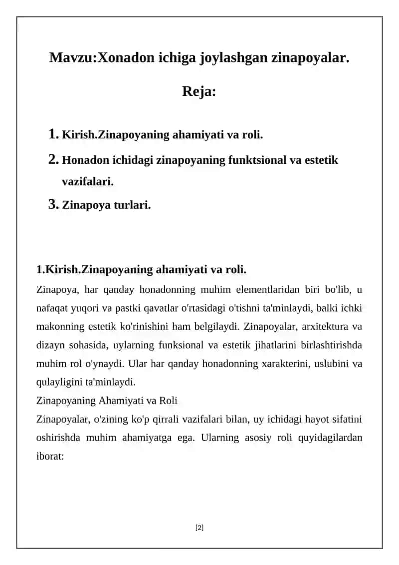 Xonadon ichiga joylashgan zinapoyalar. 2