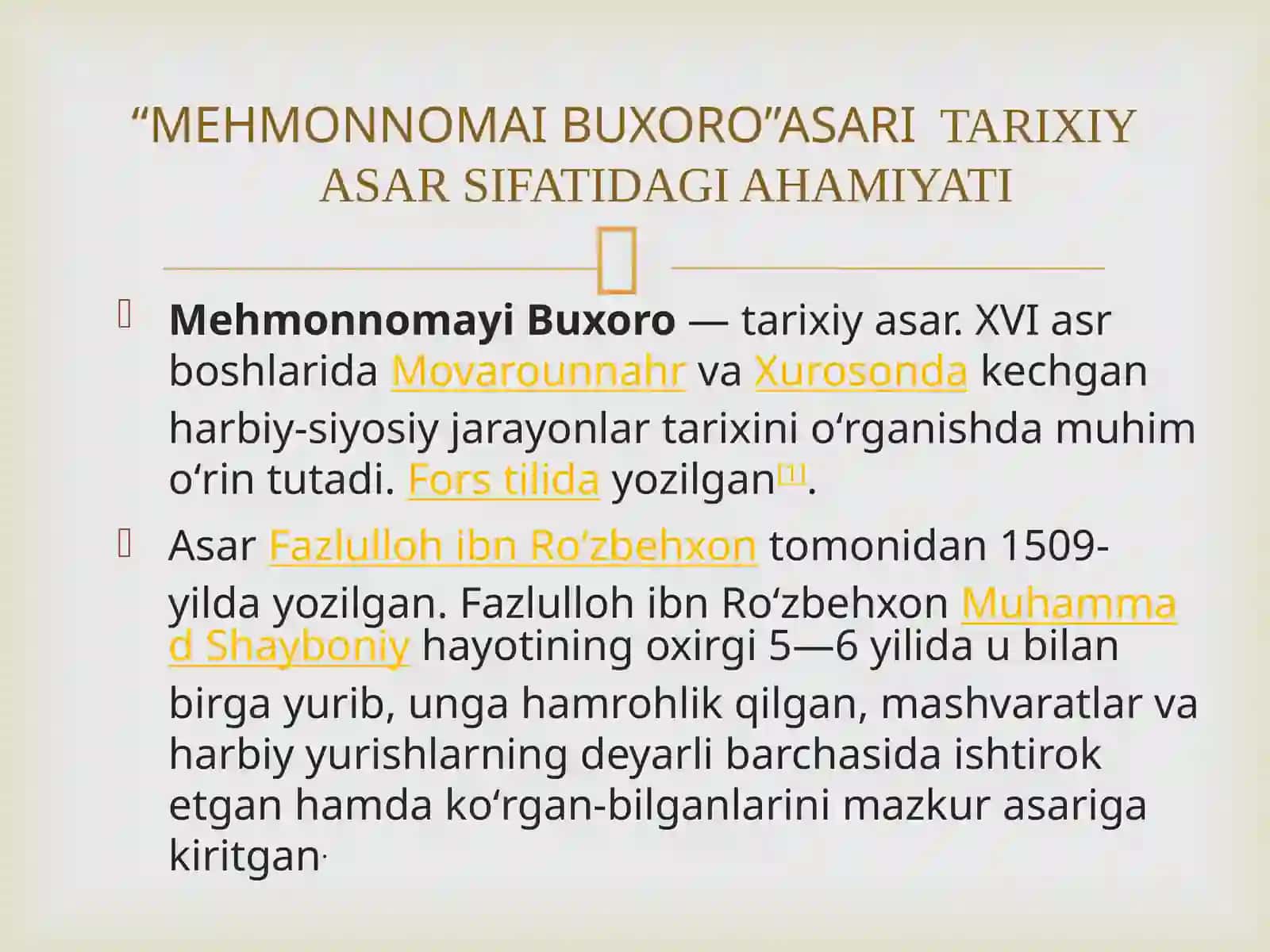 “MEHMONNOMAI BUXORO”ASARI 2