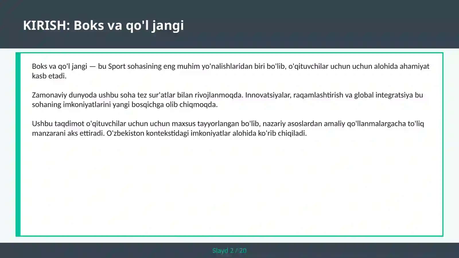 Boks va qo'l jangi 2