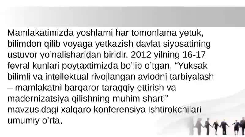 Yuksak bilimli va intellektual rivojlangan avlodni tarbiyalash 2