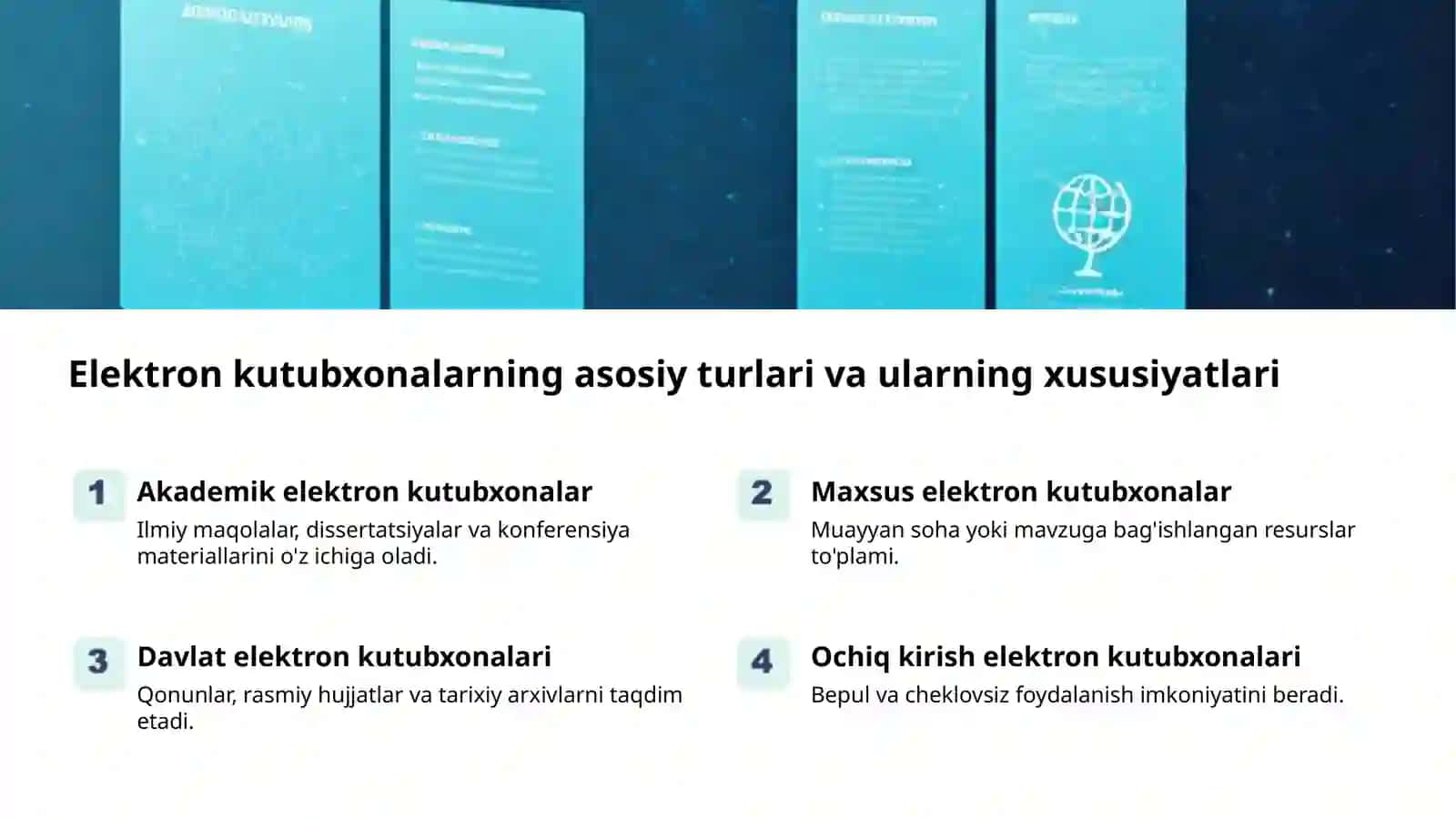 Jahon elektron kutubxonalari: yangi imkoniyatlar 2