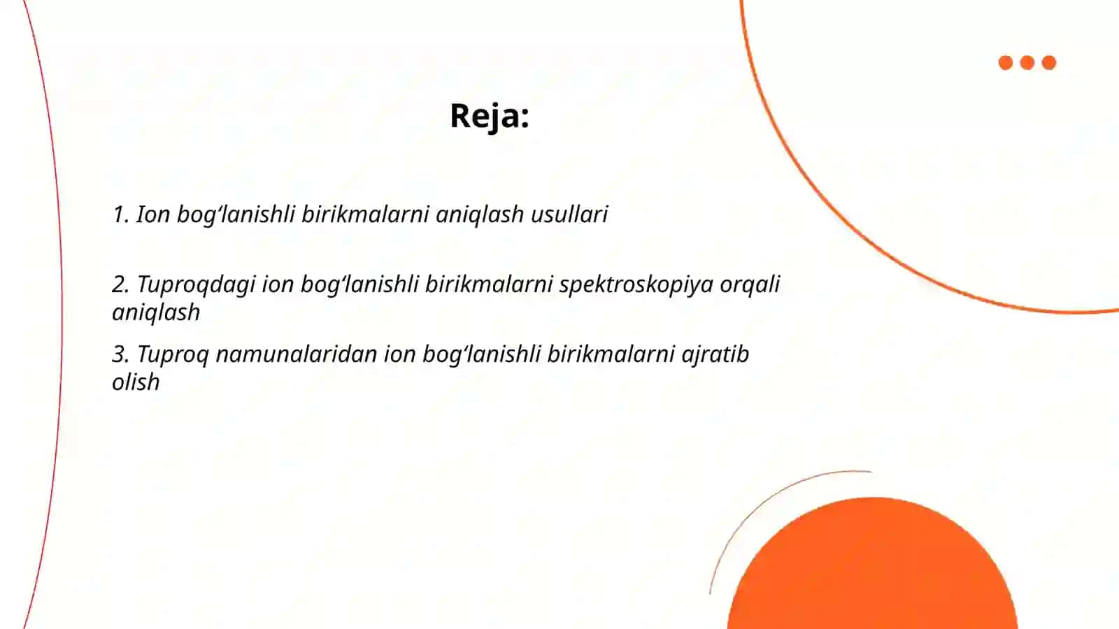 Tuproq suvida ion bogʻlanishli birikmalarni aniqlash 2