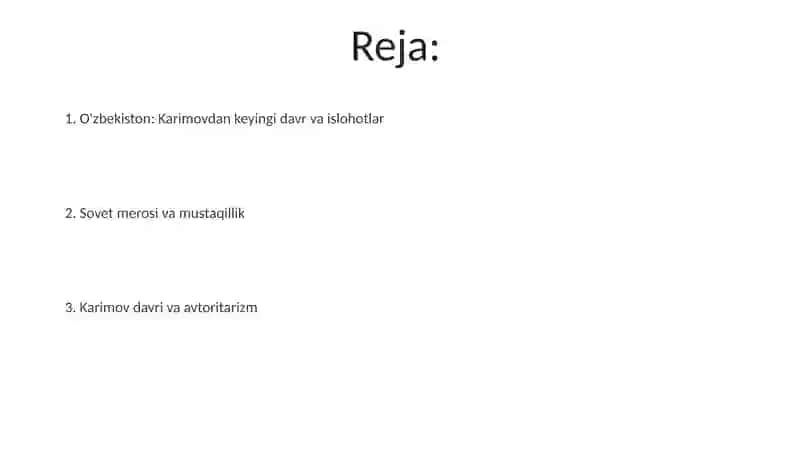 Ozbekistonning eng yangi tarihi 2
