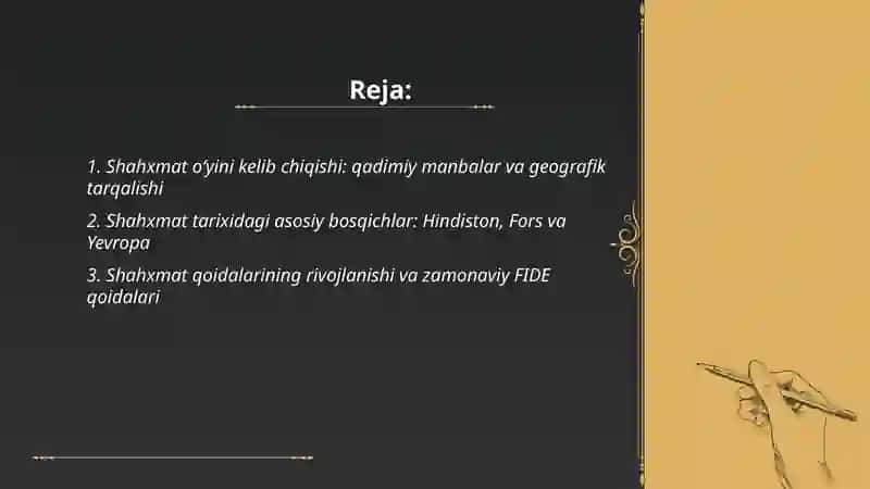 Shahxmat oʻyini kelip chiqishi tarixi va oʻyin qoidalari 2
