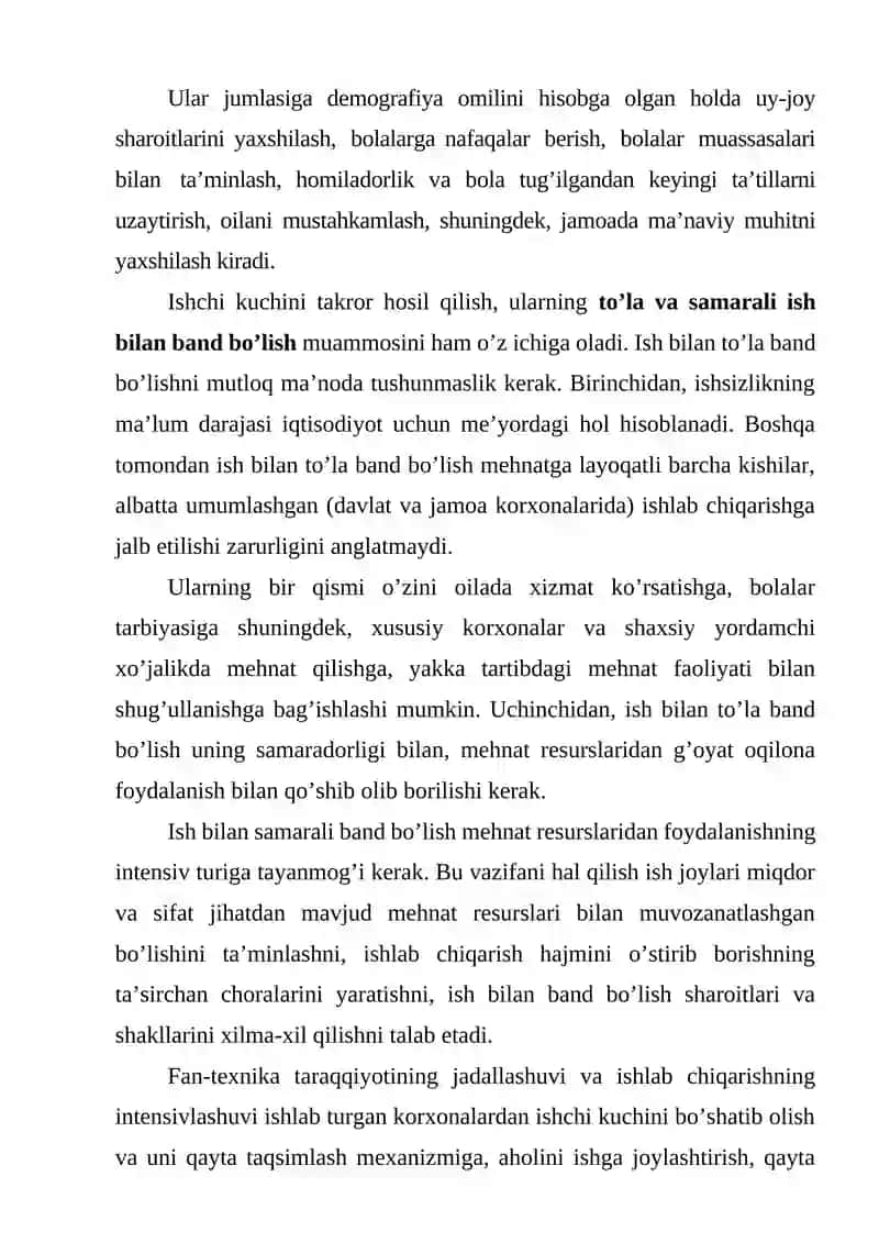 Ishchi kuchi, uning bandligi va ishsizlik 2
