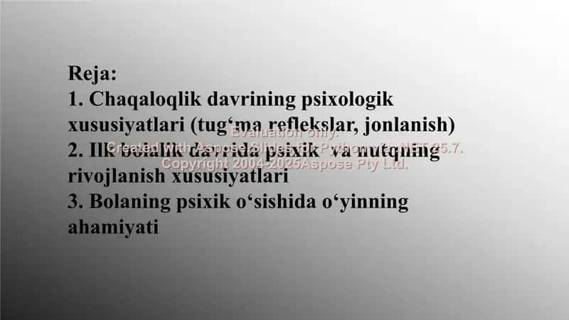 Chaqaloqlik davrining psixologik xususiyatlari 2