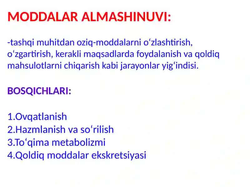 Ovqatlanish Biokimyosi 2