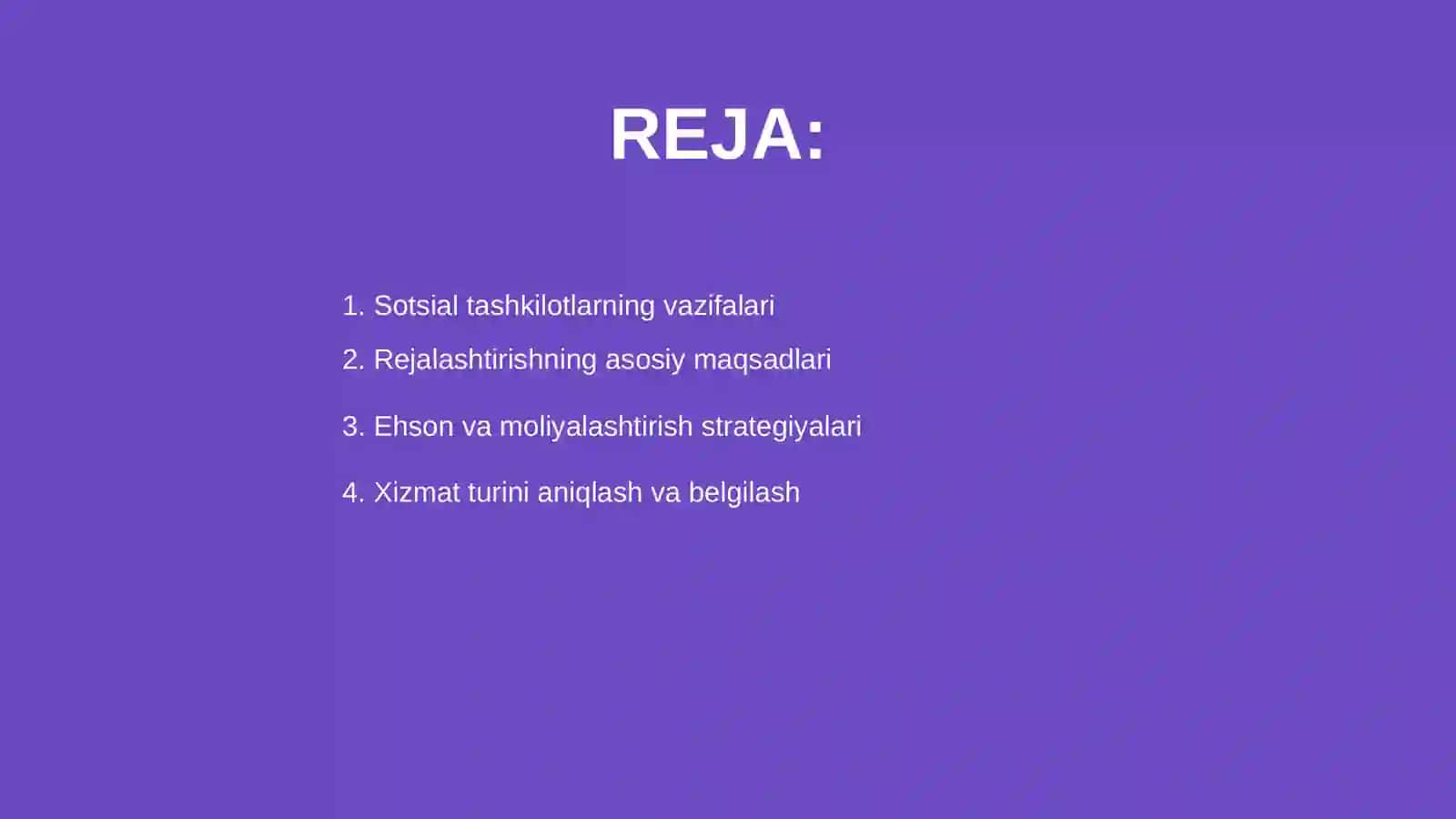 Sotsial tashkilot (xizmat) faoliyatini rejalashtirish 2