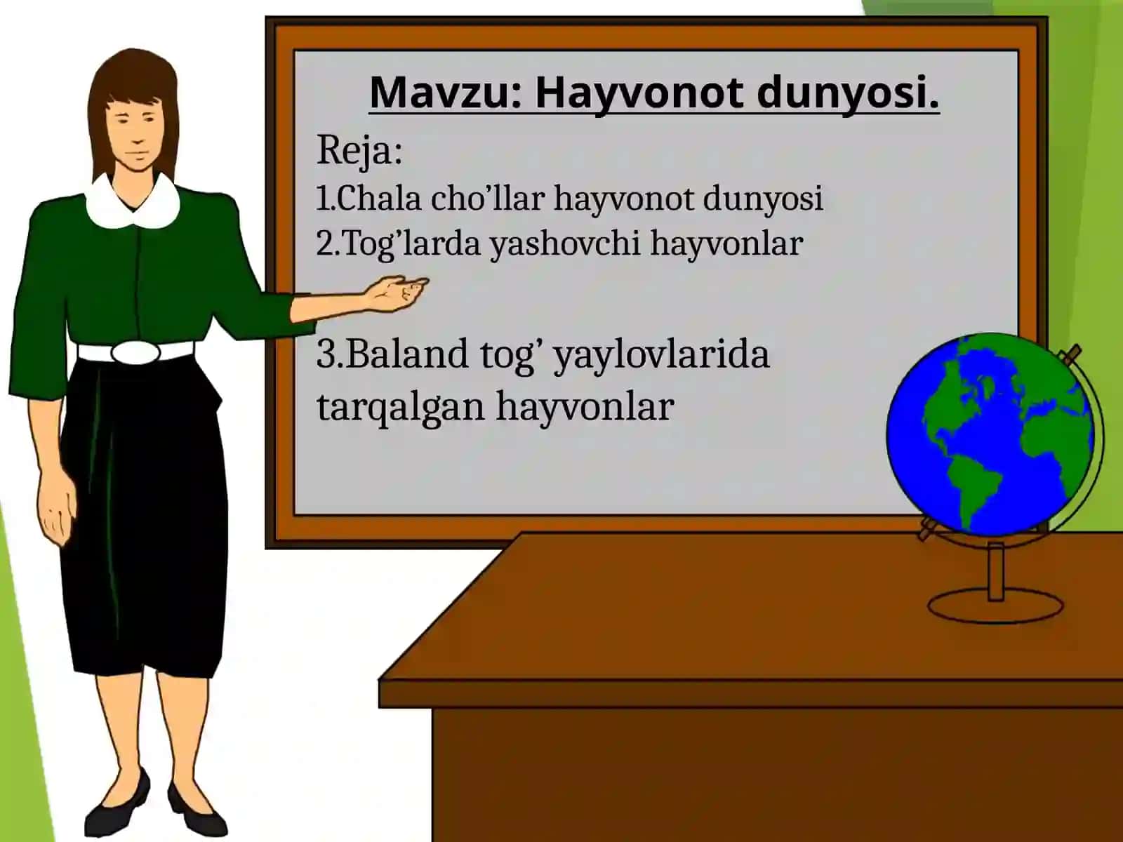 Hayvonot dunyosi birsoatlik dars ishlanmasi 2
