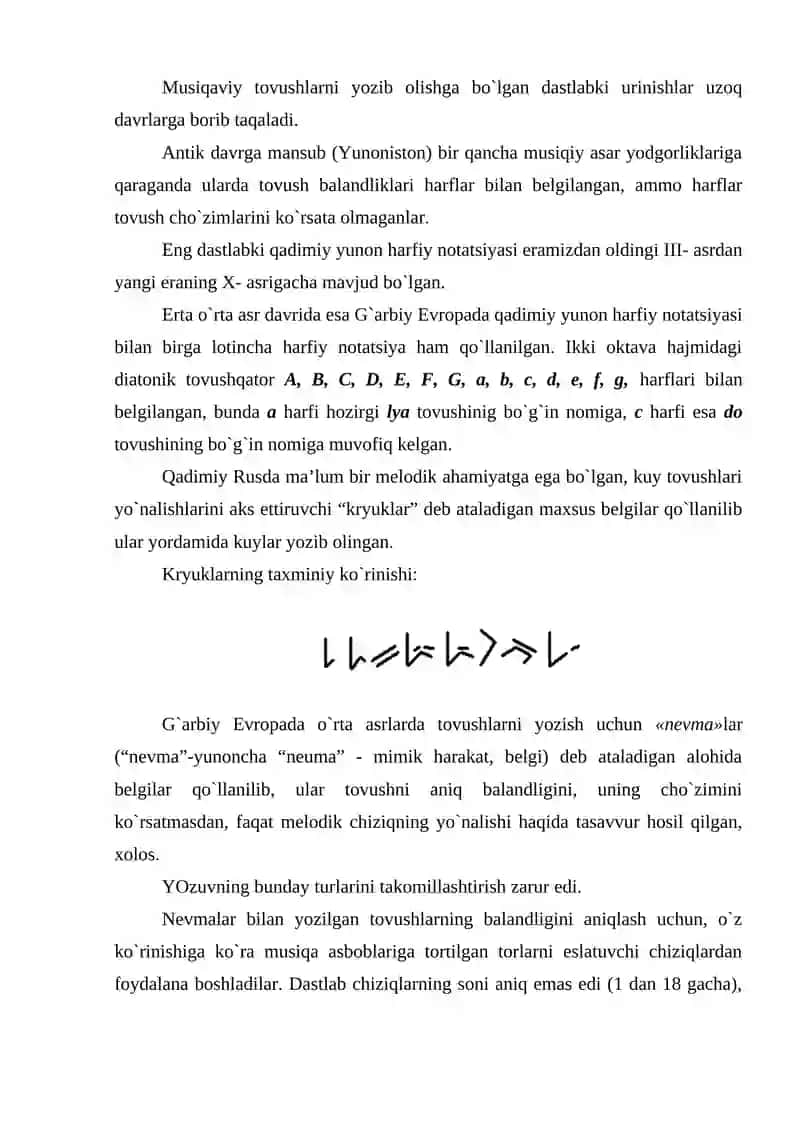 Nota yozuvi tizimi elementlari 2