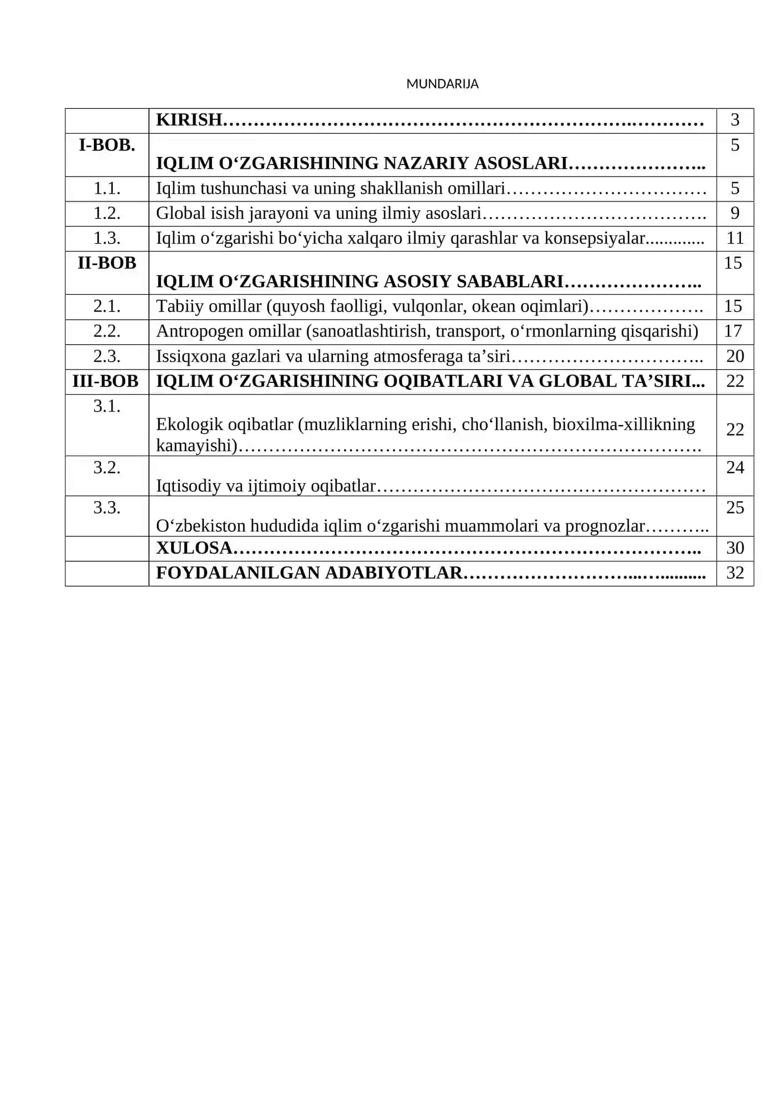 Iqlim o’zgarishi sabab va oqibatlarini tahlili 2