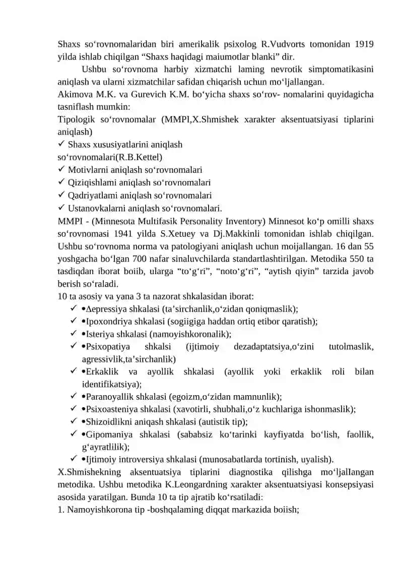 SHAXSLIK SIFATLARI PSIXODIAGNOSTIKASI 2