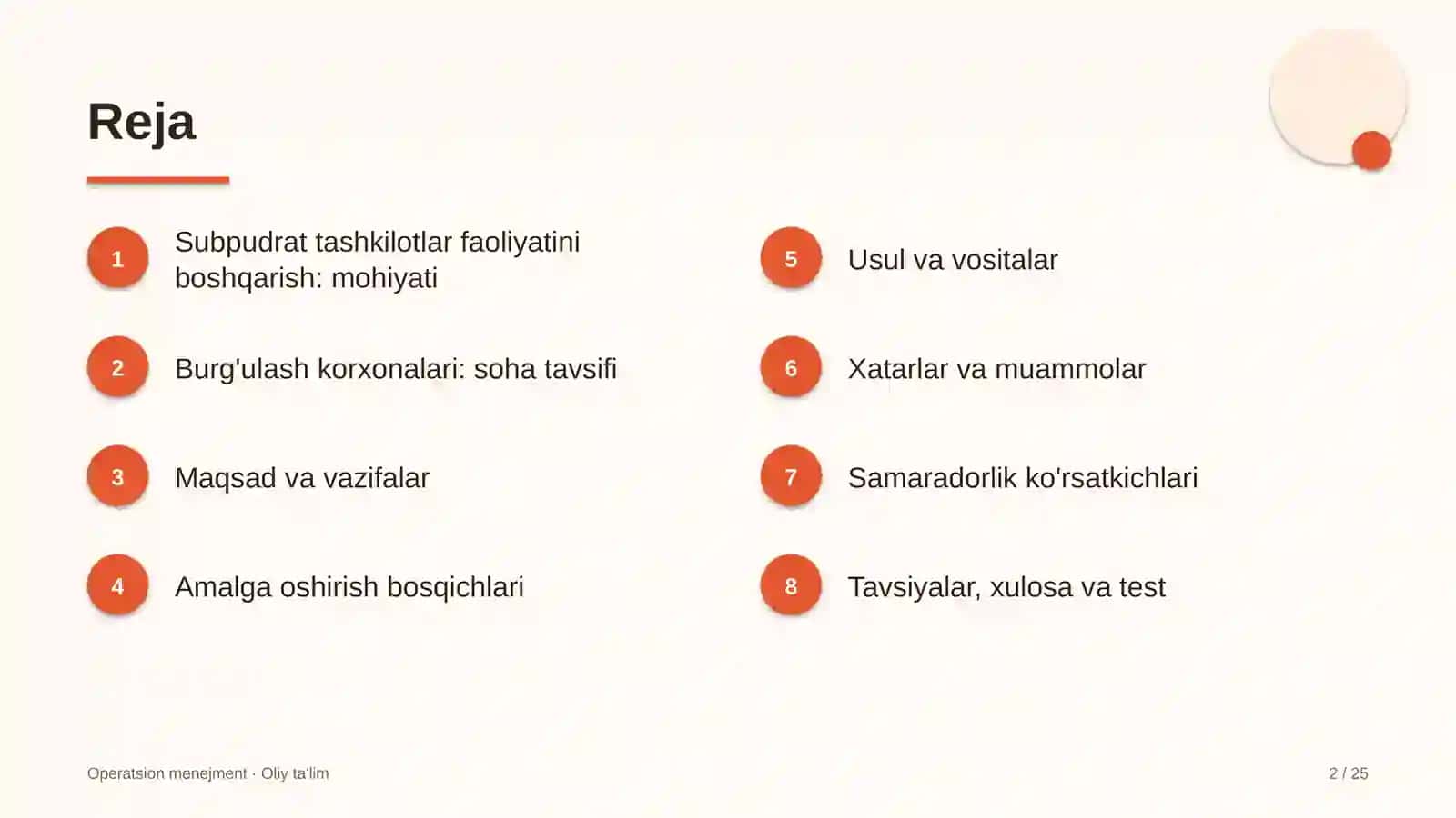 Operatsion Menejment · OLIY TA'LIM 2