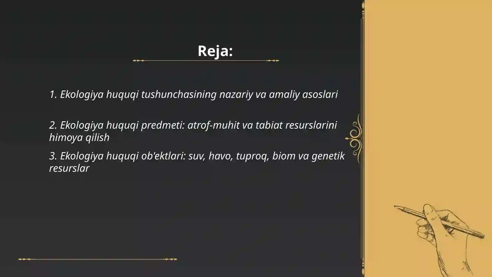 Ekologiya huquqi tushunchasi, predmeti, metodlari va rivojlanish tarixi 2