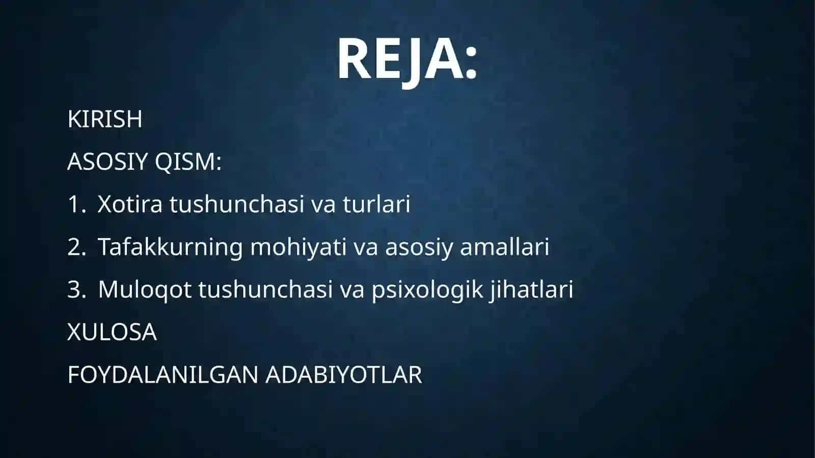 Xotira, Tafakkur, Muloqot 2