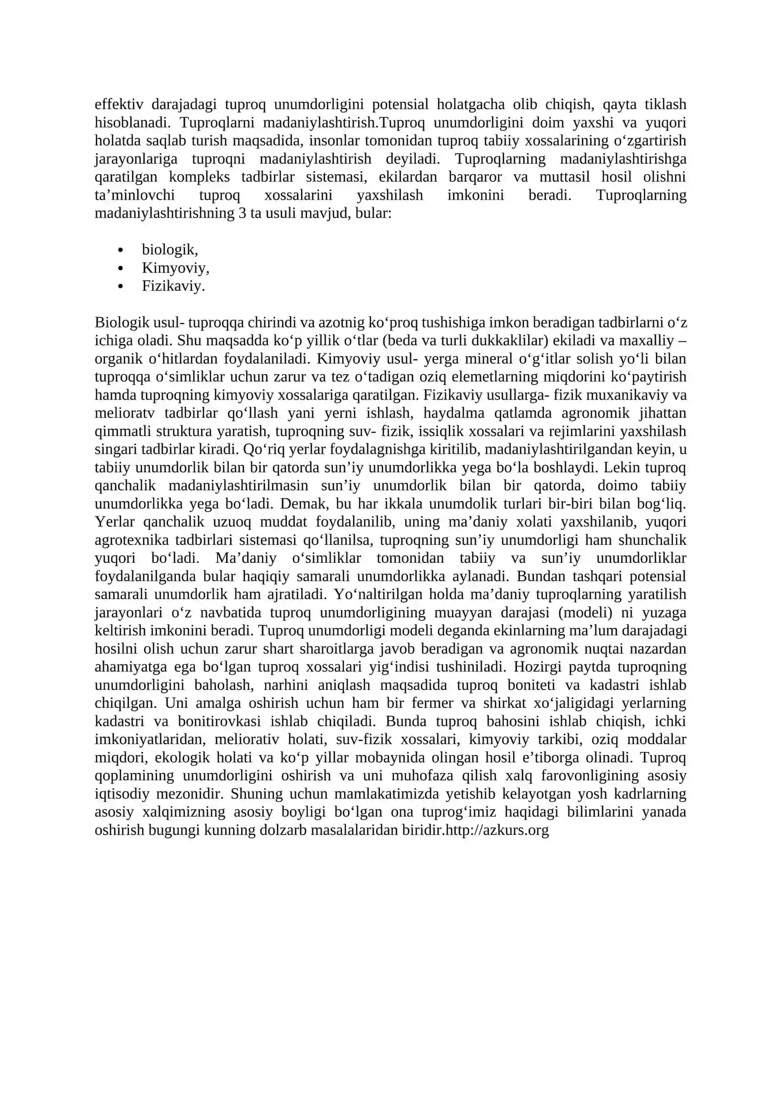Tuproq unumdorligi va uning turlari 2