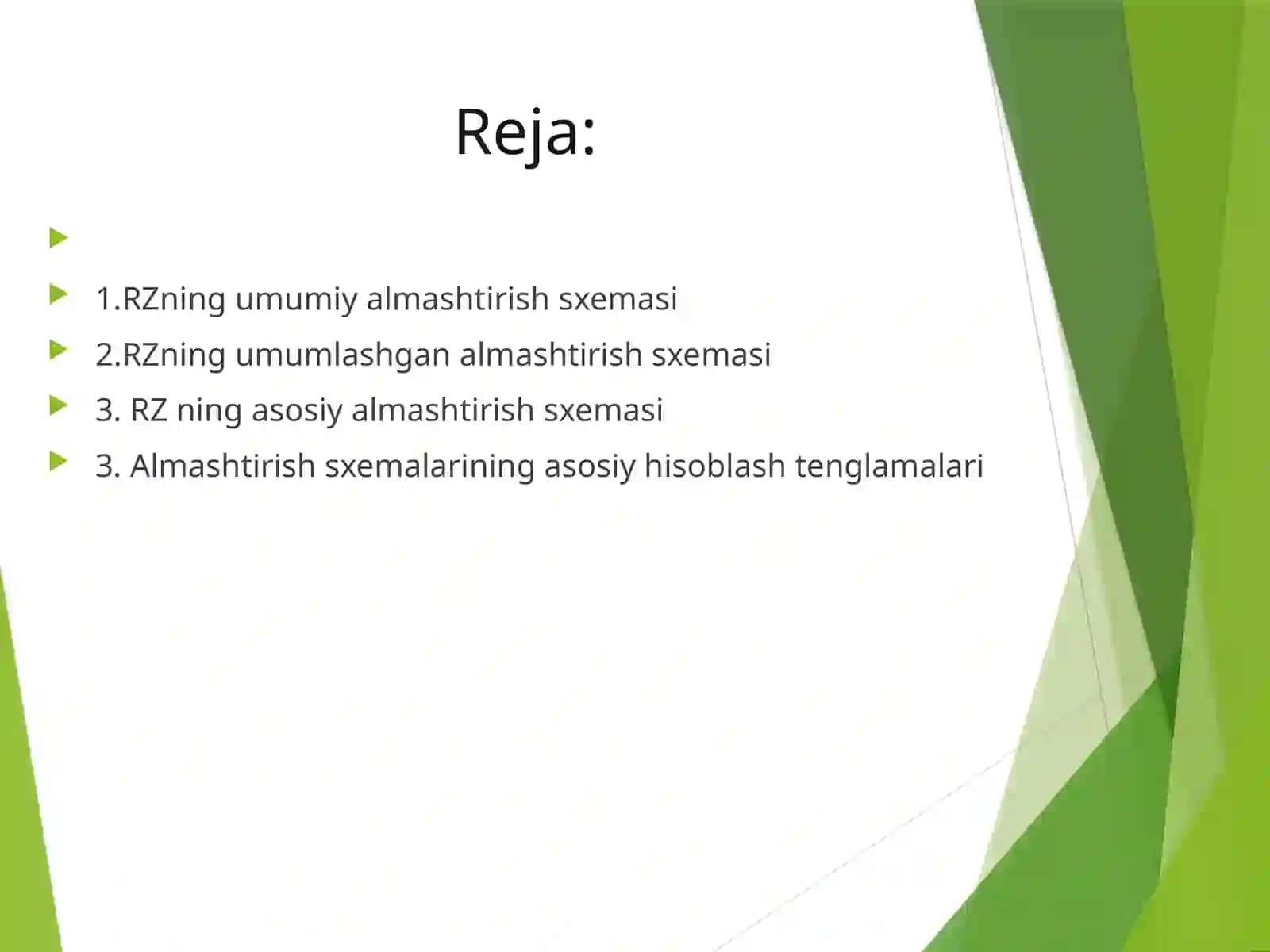 Relszanjiriniumiy almashtirish sxemasi 2