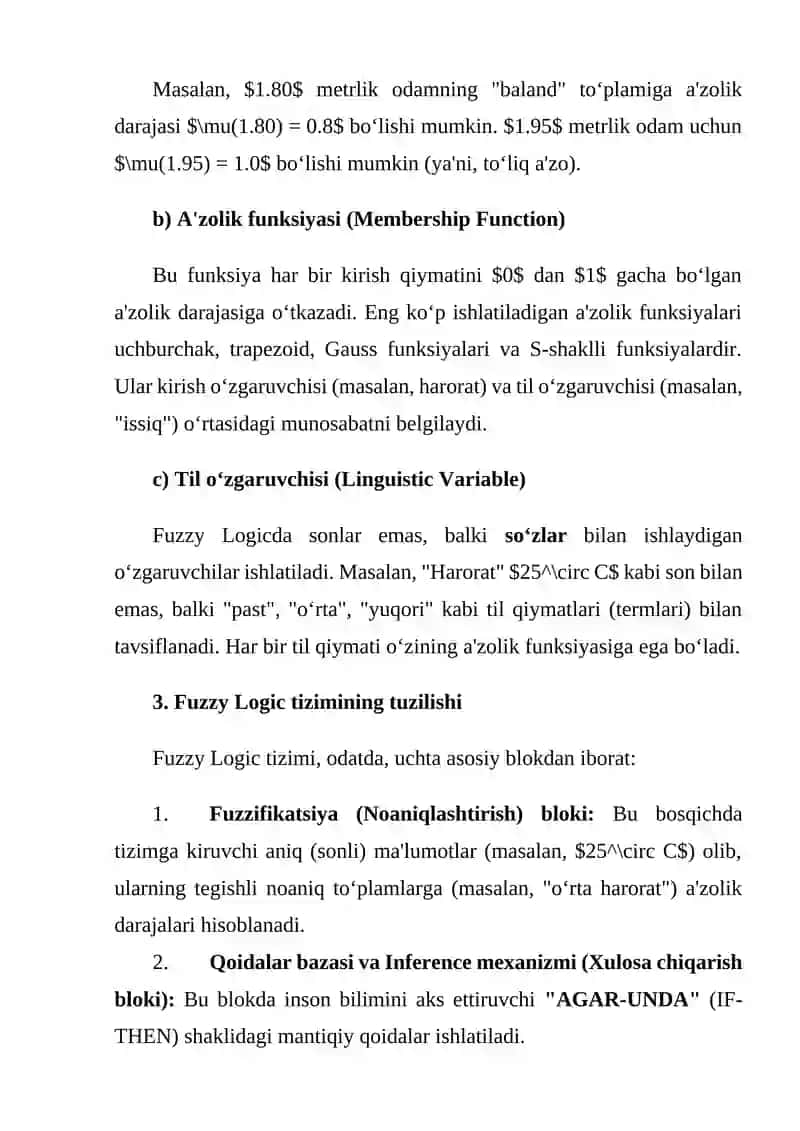 Fuzzy Logic (Noaniqlik mantiqi) asoslari 2