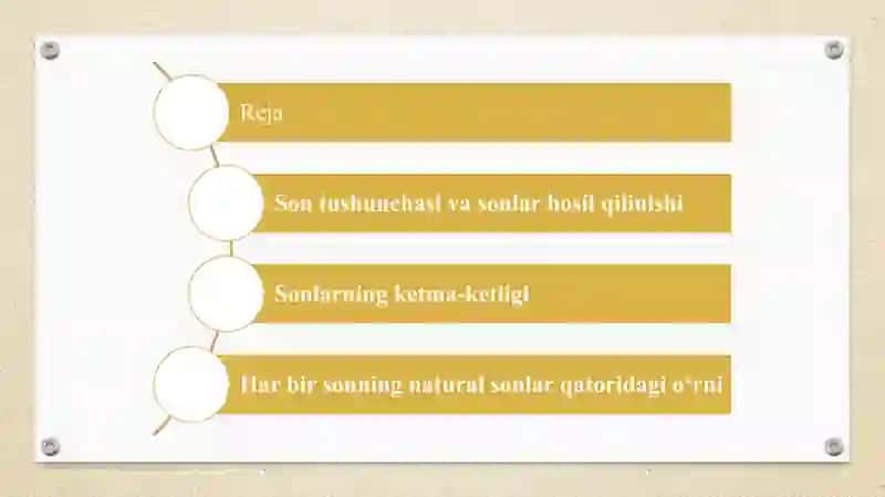 Sonlarni hosil qilish,har bir sonning natural sonlar qatorida turgan oʻrni 2