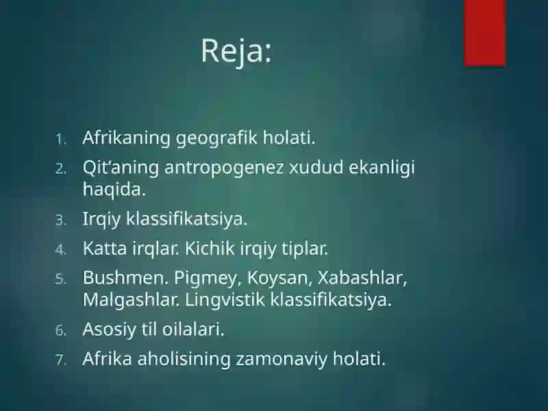 SHIMOLIY VA SHARQIY AFRIKA XALQLARI 2