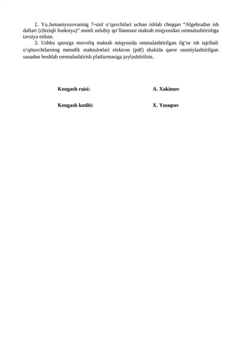 Algebradan ish daftari (chiziqli funksiya) 2