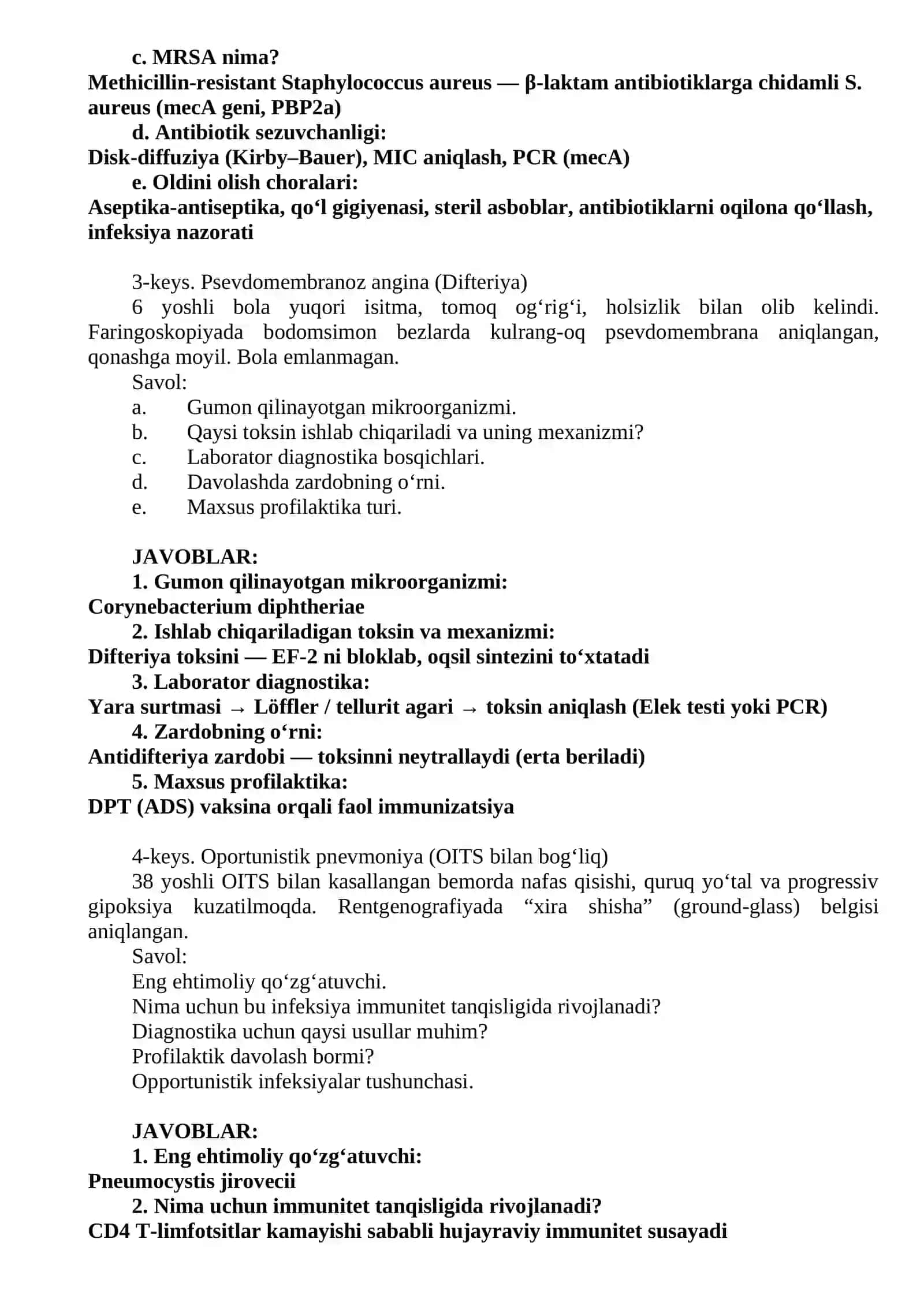 MIKROBIOLOGIYA FANIDAN VAZIYATLI MASALALAR 2
