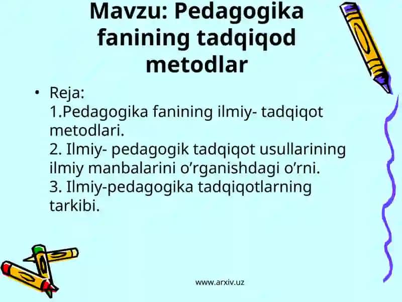 Pedagogika fanining tadqiqod metodlari 2