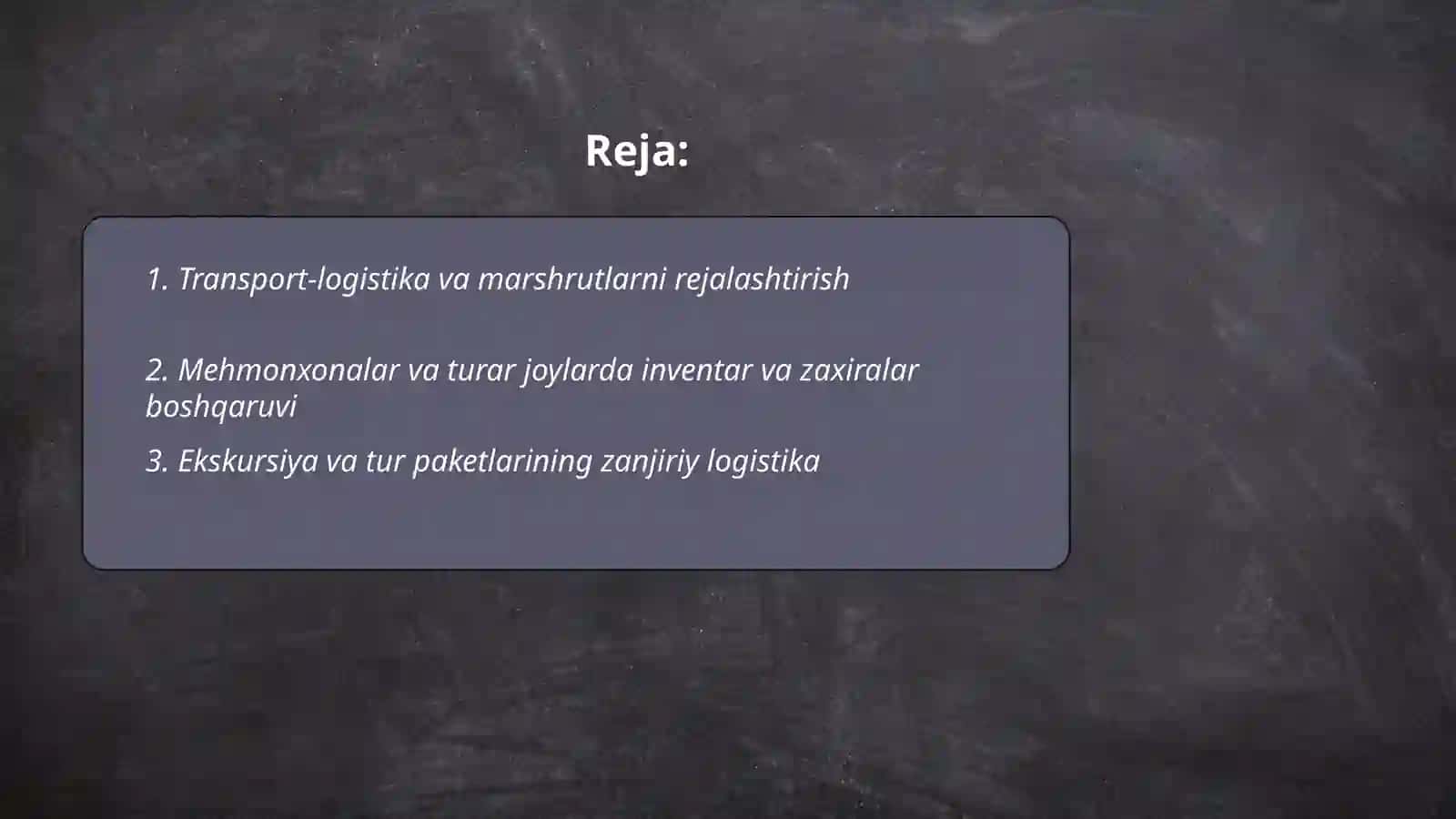 Turizmda logistik operatsiyalar va funksiyalar 2