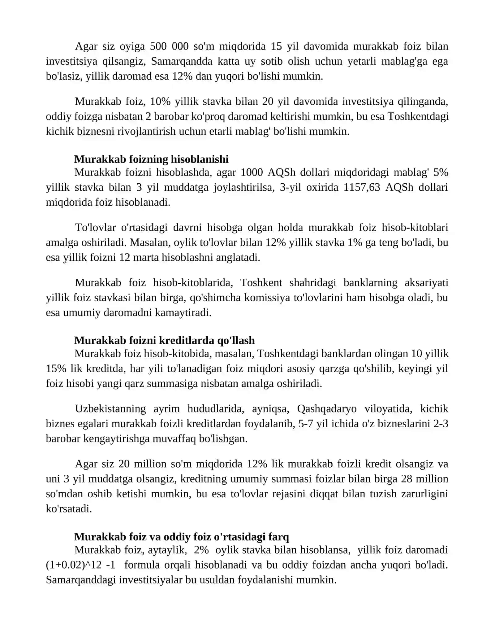 Murakkab foizlar 2