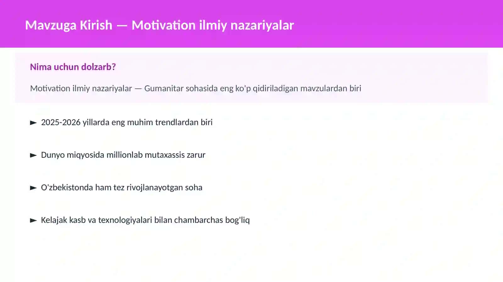 Motivation ilmiy nazariyalar 2
