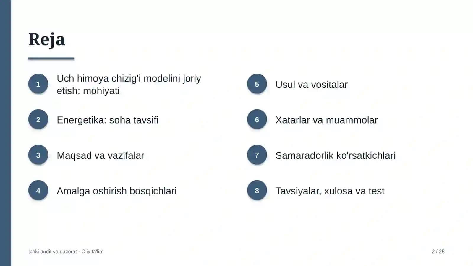 Energetikada uch himoya chizig'i modelini joriy etish 2
