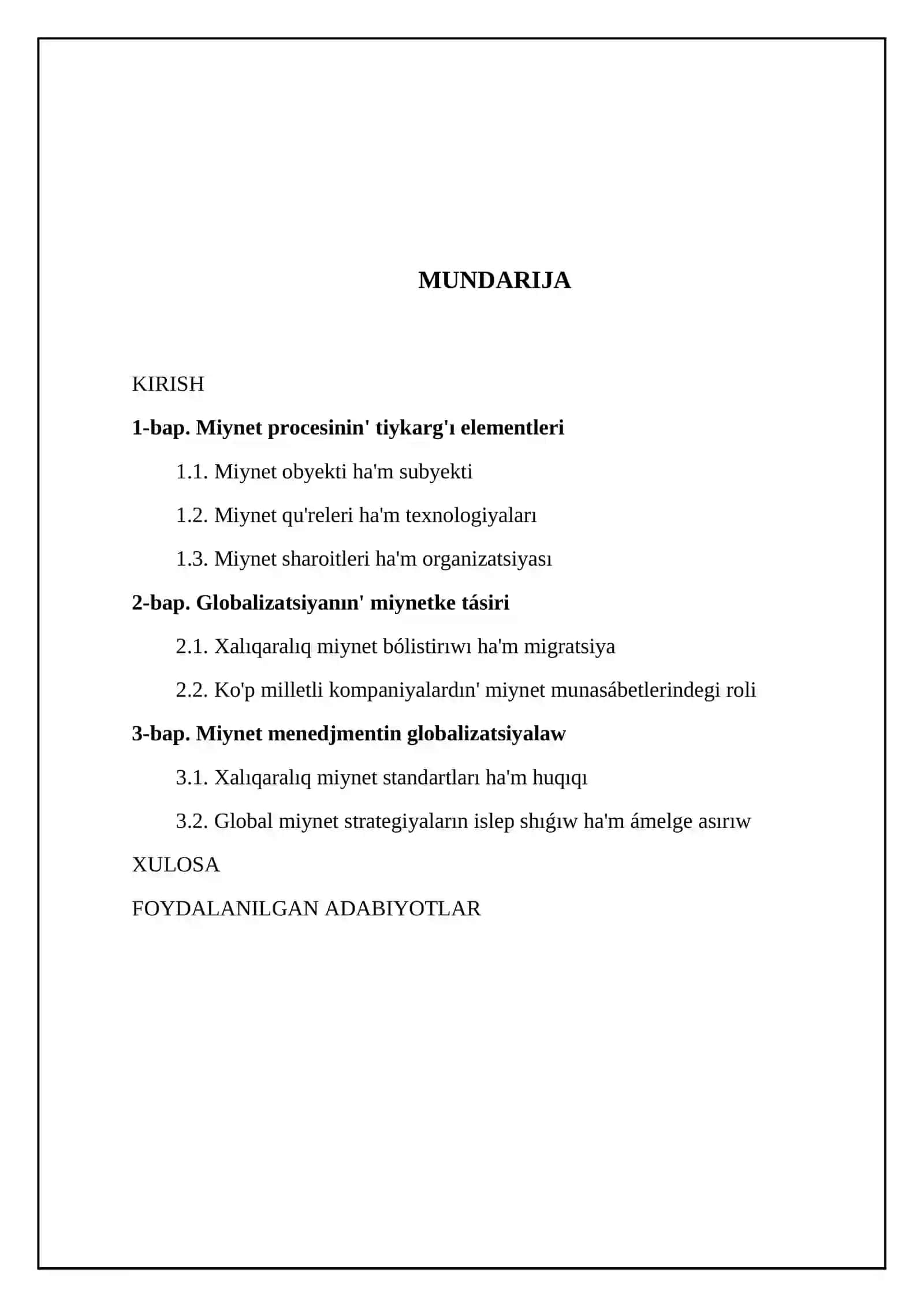 Miynet procesi hám menedjment globalizatsiyası 2