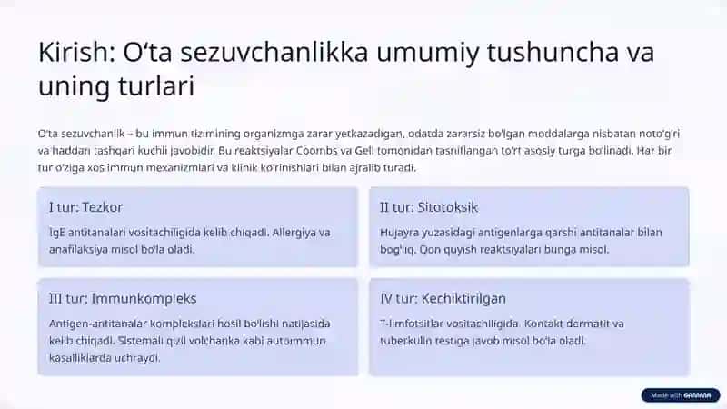 Oʻta sezuvchanlik: Immun tizimining ortiqcha javoblari 2