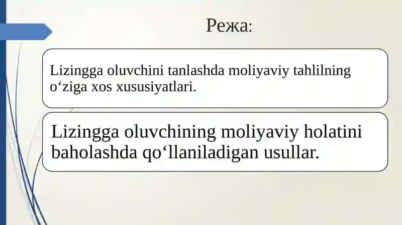 Lizinggaoluvchini tanlashda moliyaviy tahlilning o‘ziga xos xususiyatlari 2