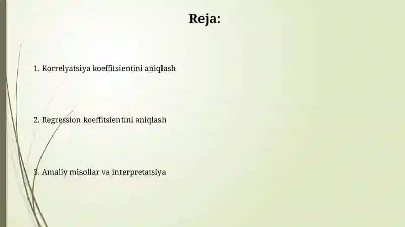 Korrelatsion va regression koeffitsiyenti aniqlash 2