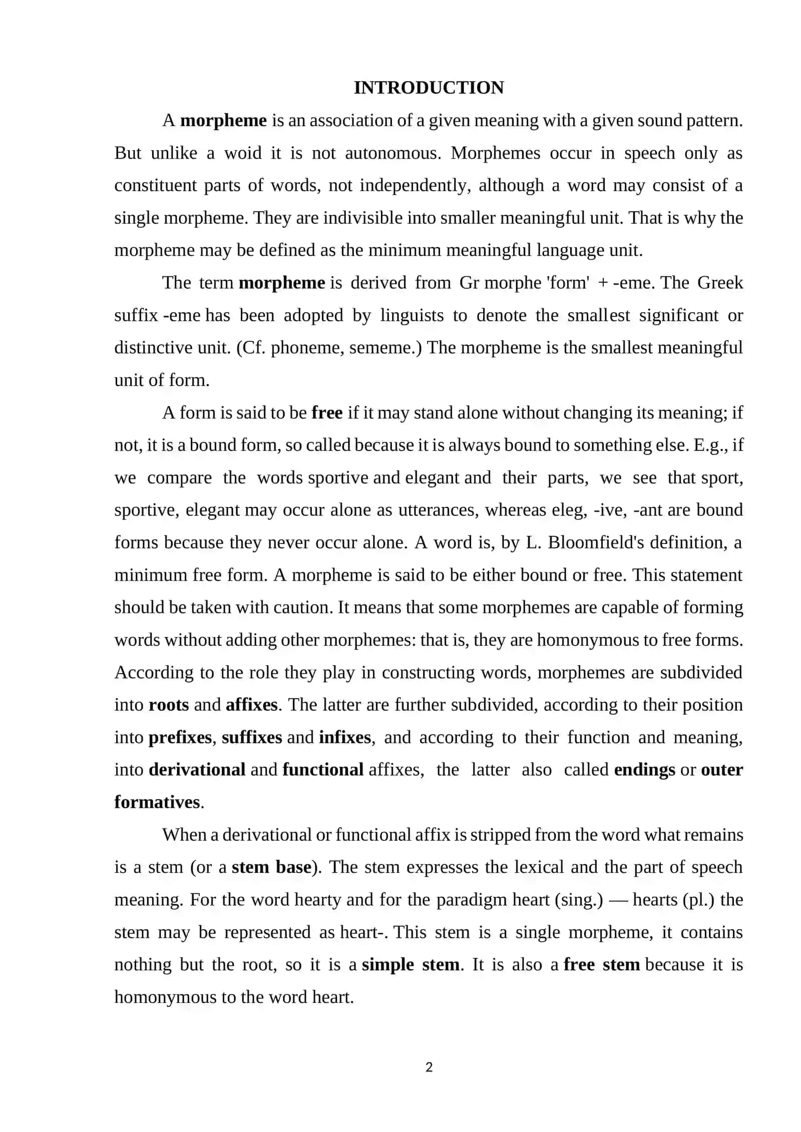 THE MORPHOLOGICAL STRUCTURE OF A WORD AND SPECIFIC FEATURES 2