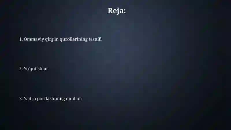 Ommaviy qirg'in qurollarining tasnifi 2