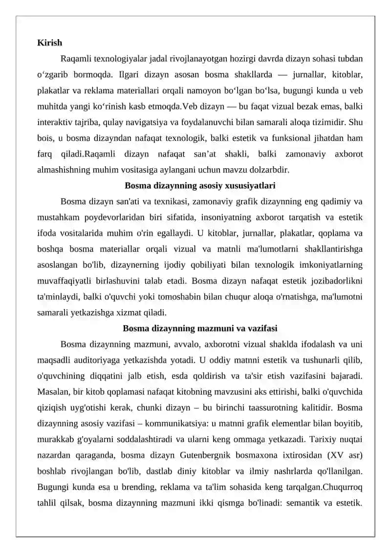 Bosma dizaynning bosma dizayndan farqli jihatlari 2