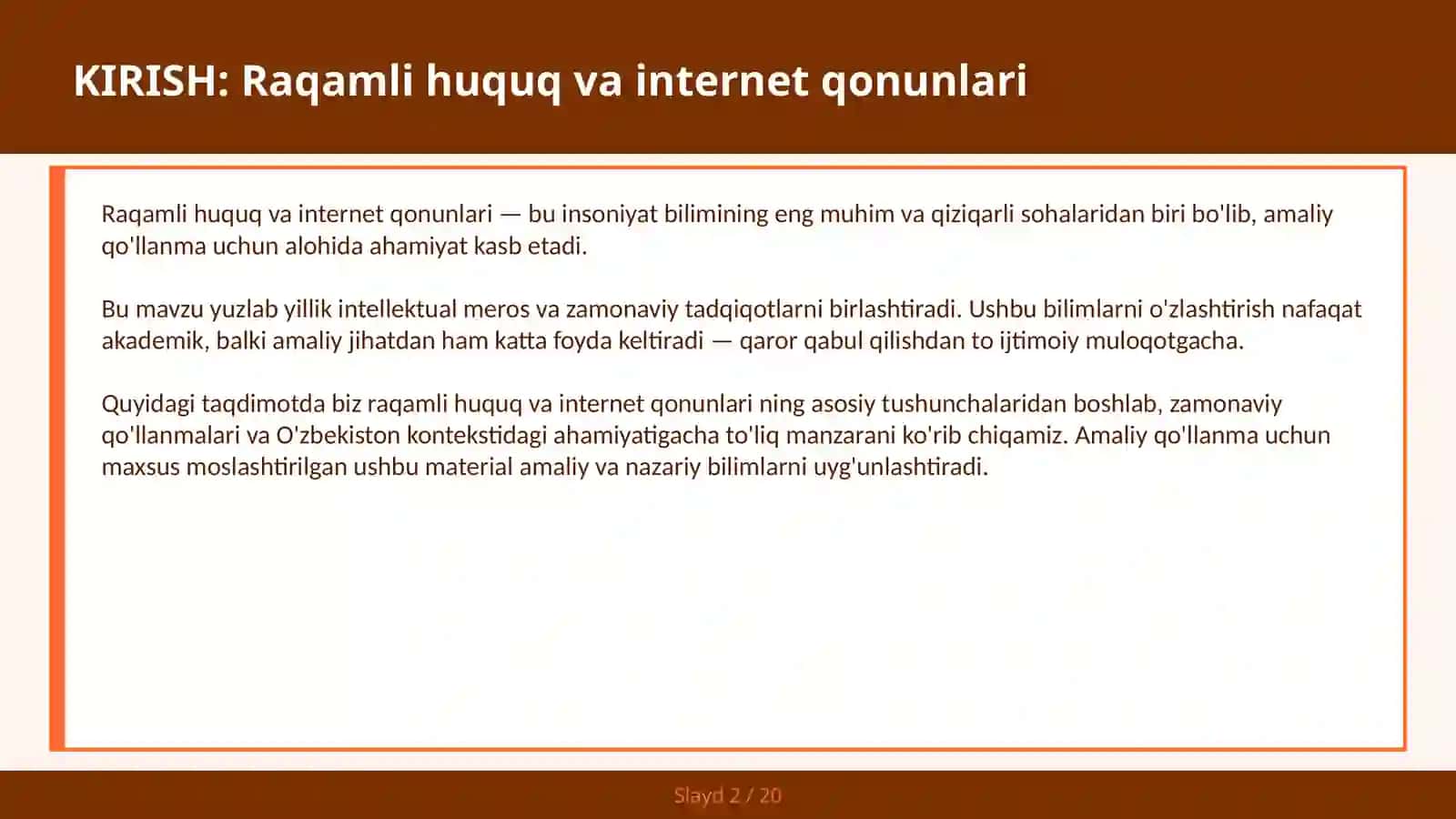 Raqmli huquq va internet qonunlari 2