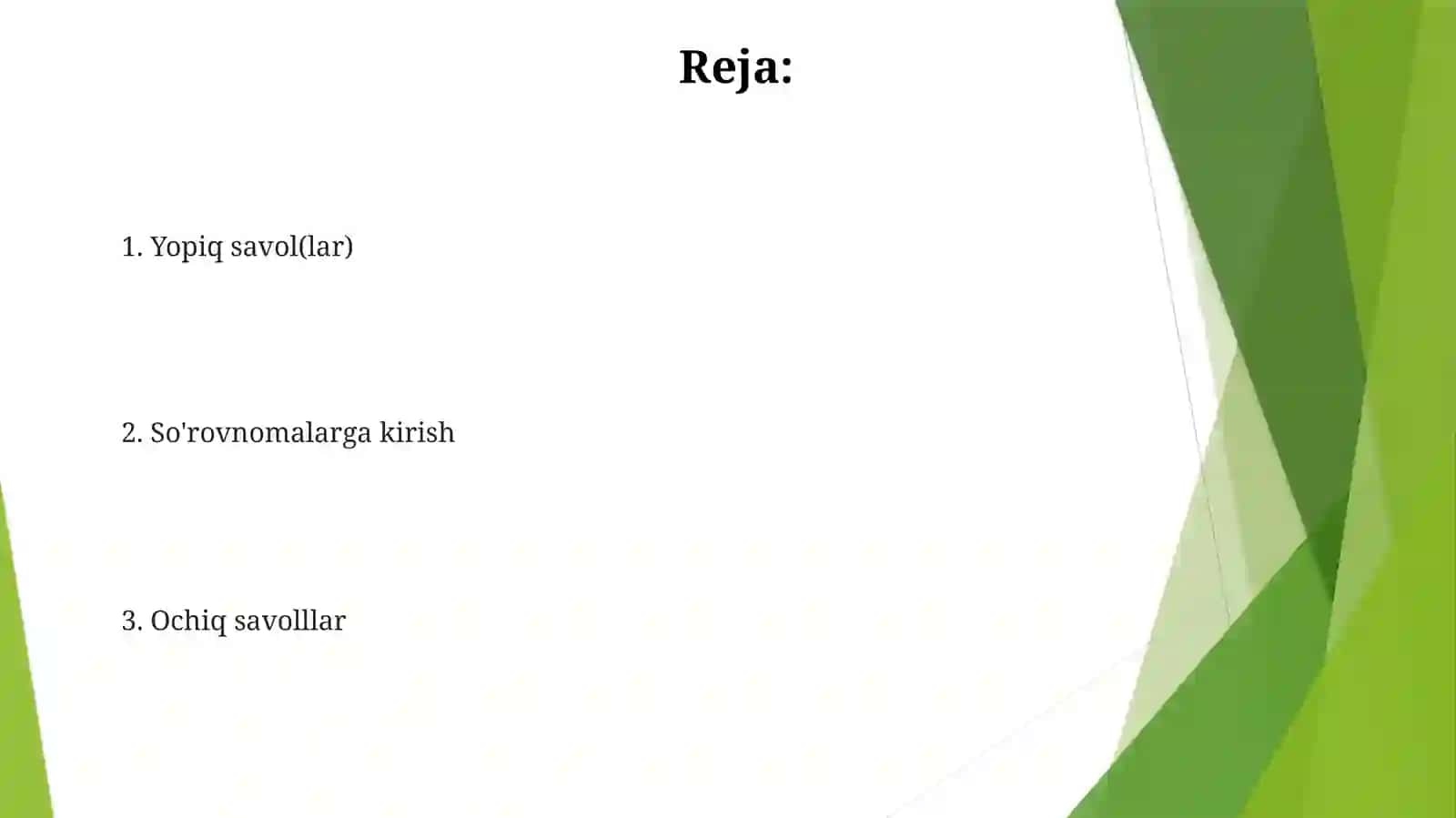 Yopiq savol(lar) 2